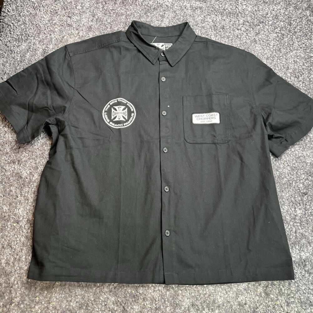 West Coast Choppers Men’s 2XL Black Work Shirt Jesse James Short Sleeve NWOT